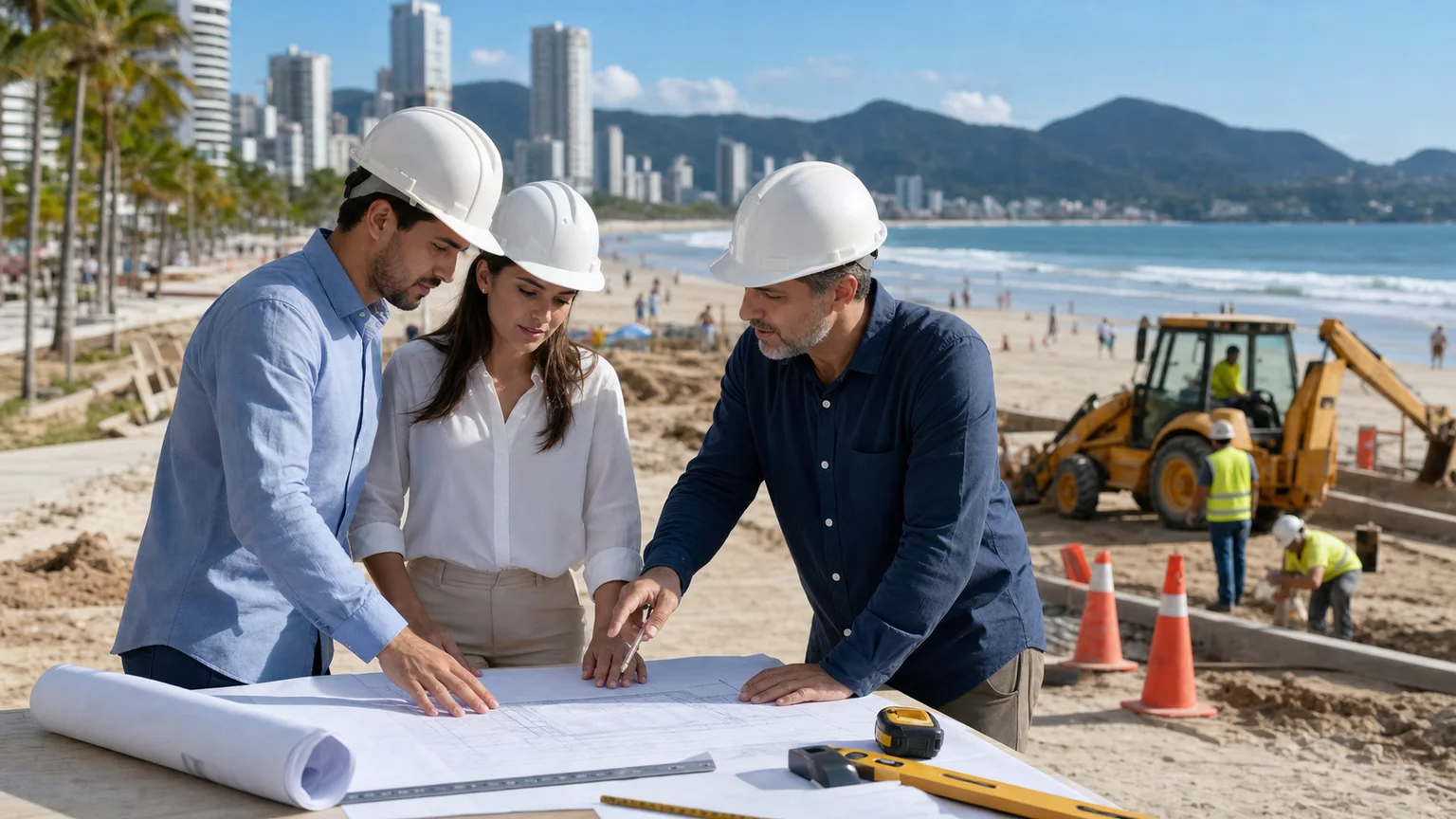 Imagen conceptual de inversión pública para el alargamiento de Meia Praia