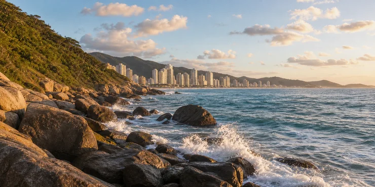 Rocas y olas en el Costão de Itapema